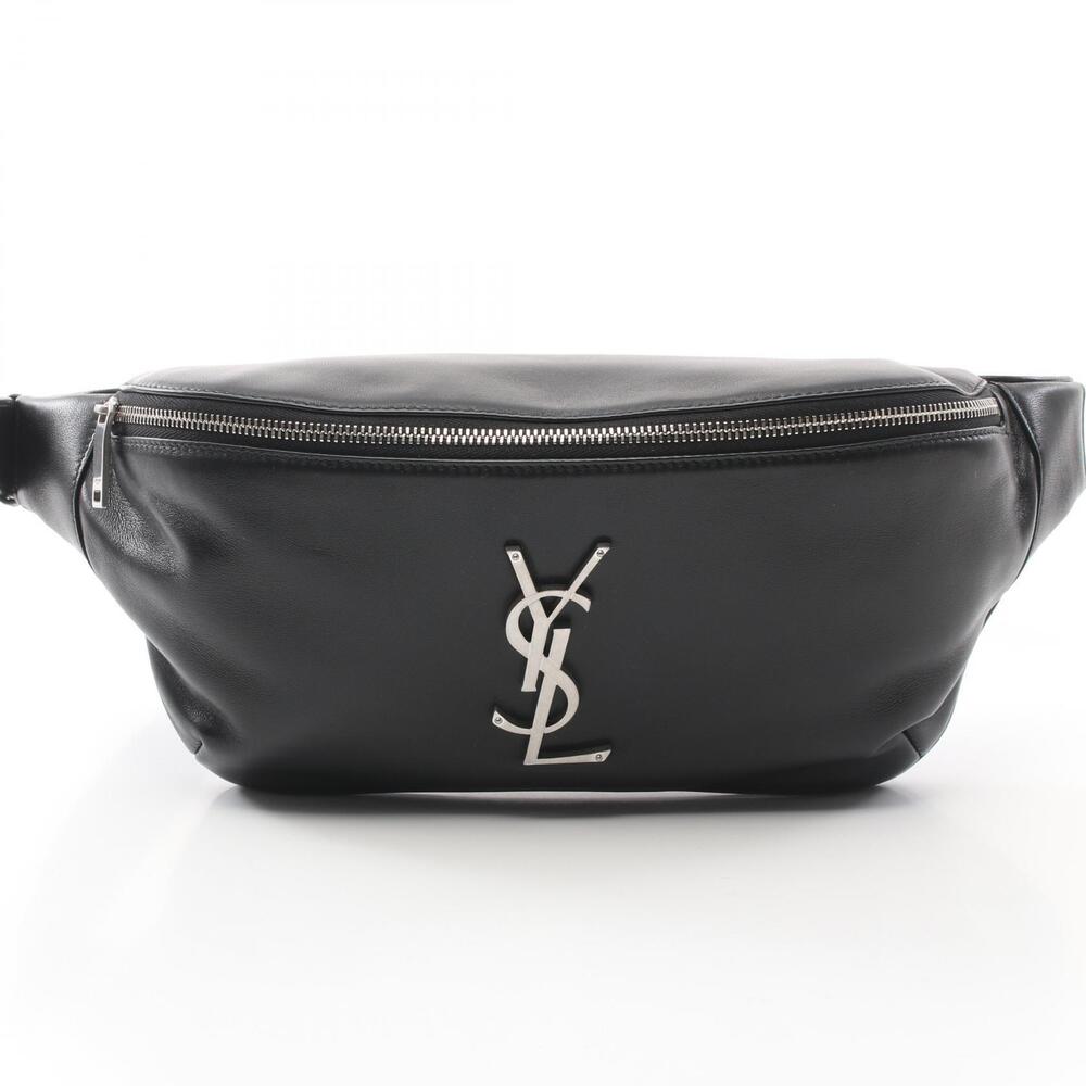 Saint Laurent Waist Bag Body Bum Crossbody Belt Lambskin Leather Black